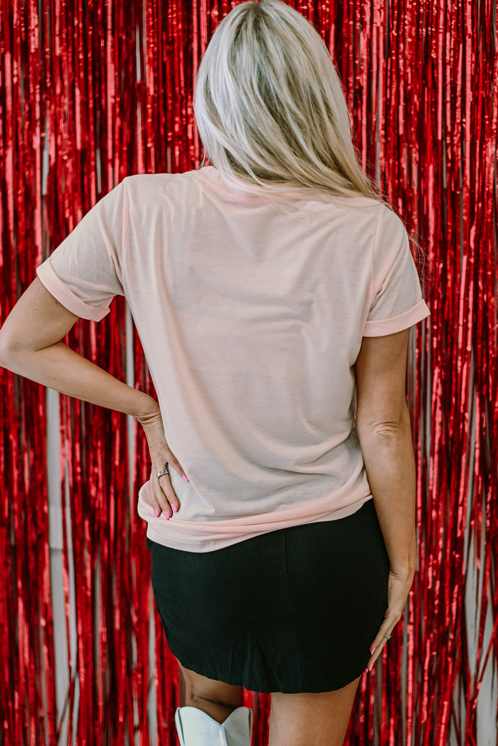 Pink Valentines Shiny XOXO Graphic T-shirt - Image 2