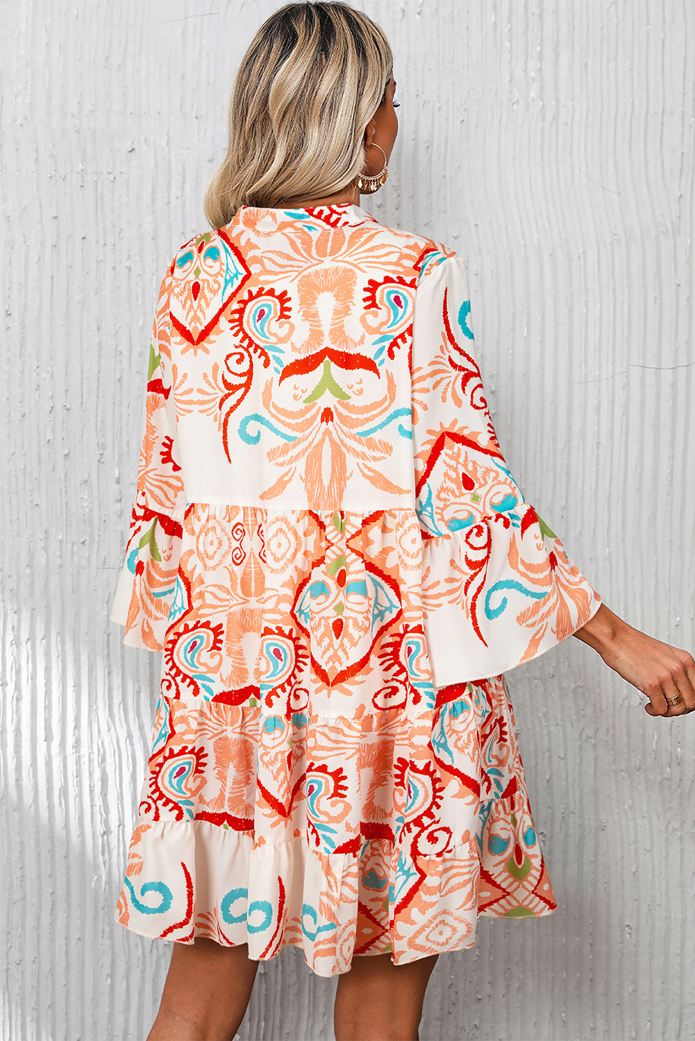 Green Tribal Bracelet Sleeve Buttoned Mini Dress - Image 8