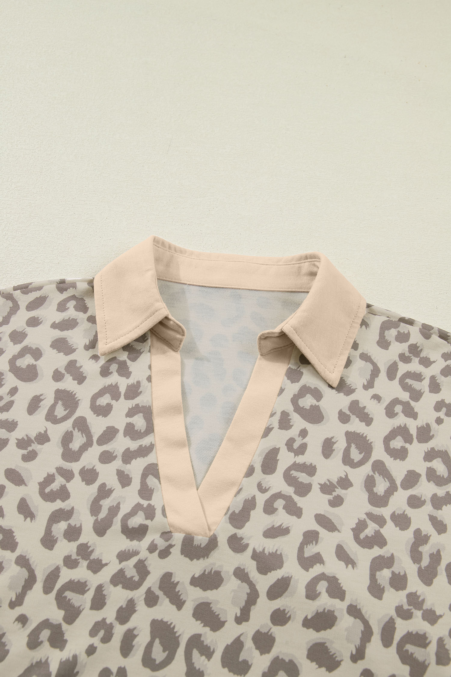 Rose V Neck Collar Leopard Printed 2pcs Short Set