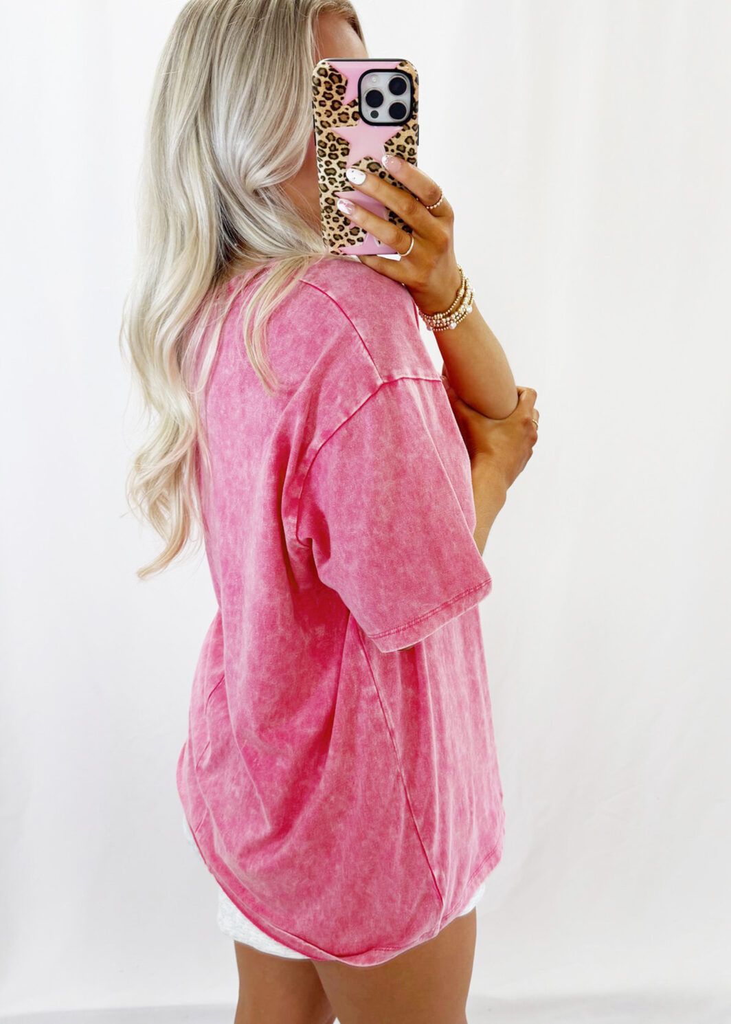 Rose Red Mineral Washed Oversized Tee