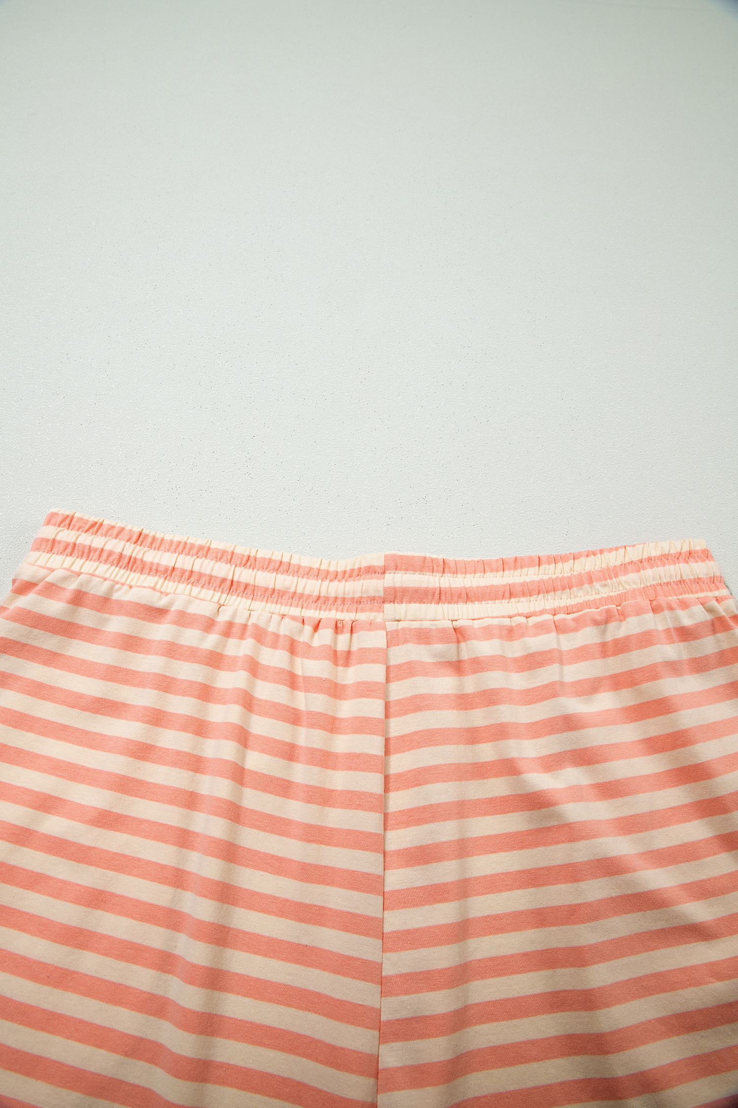 Pink Stripe Drop Shoulder T Shirt and Shorts Plus Size Summer Set