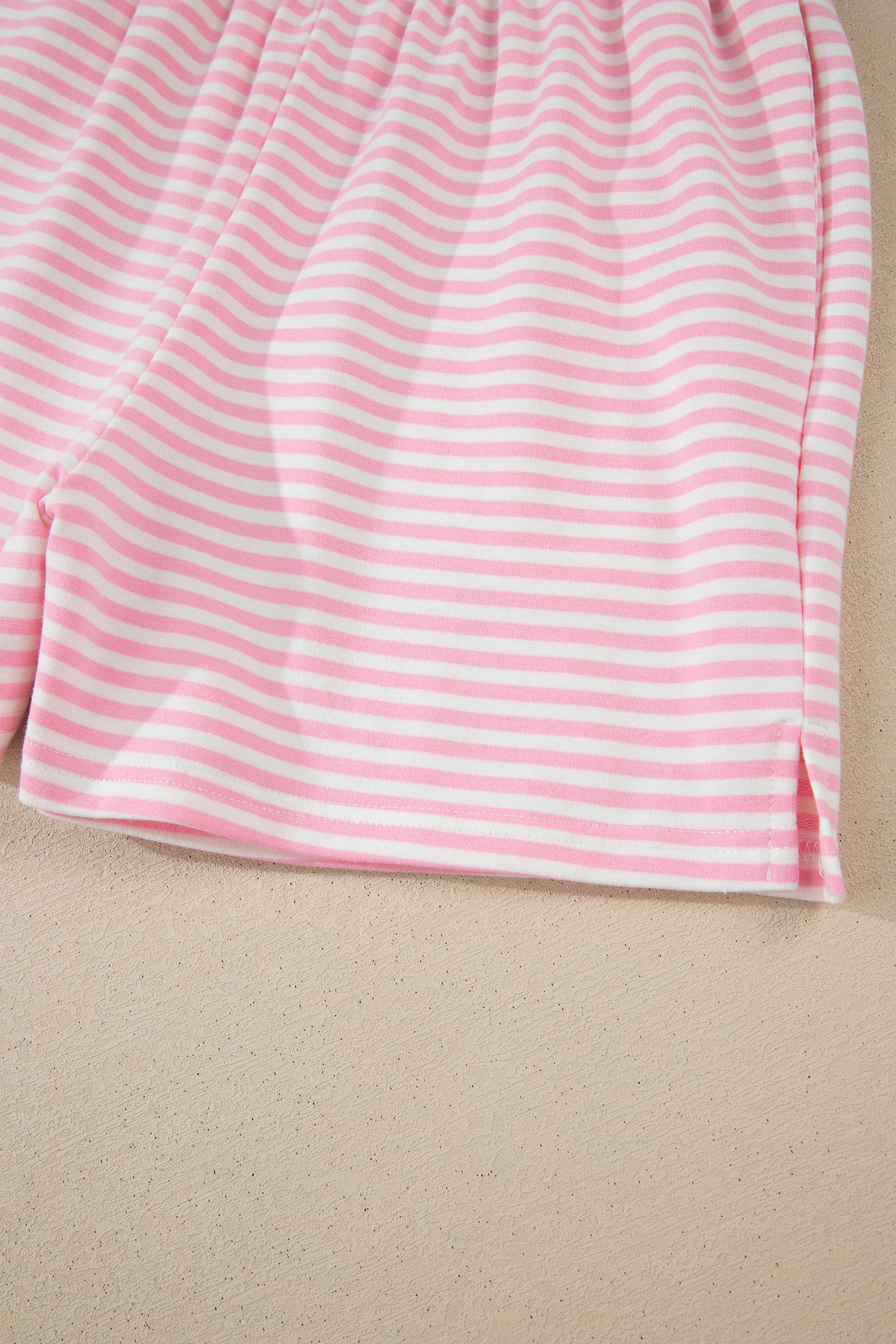 Green Stripe Oversize Mock Neck Sweatshirt and Shorts Set