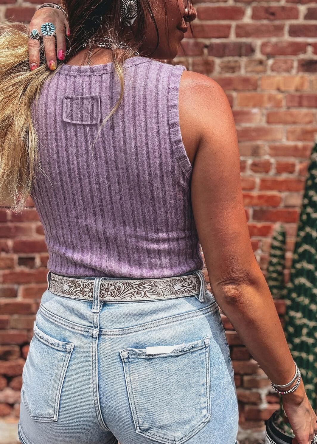 Phalaenopsis Slim Ribbed Mineral Wash Tank Top