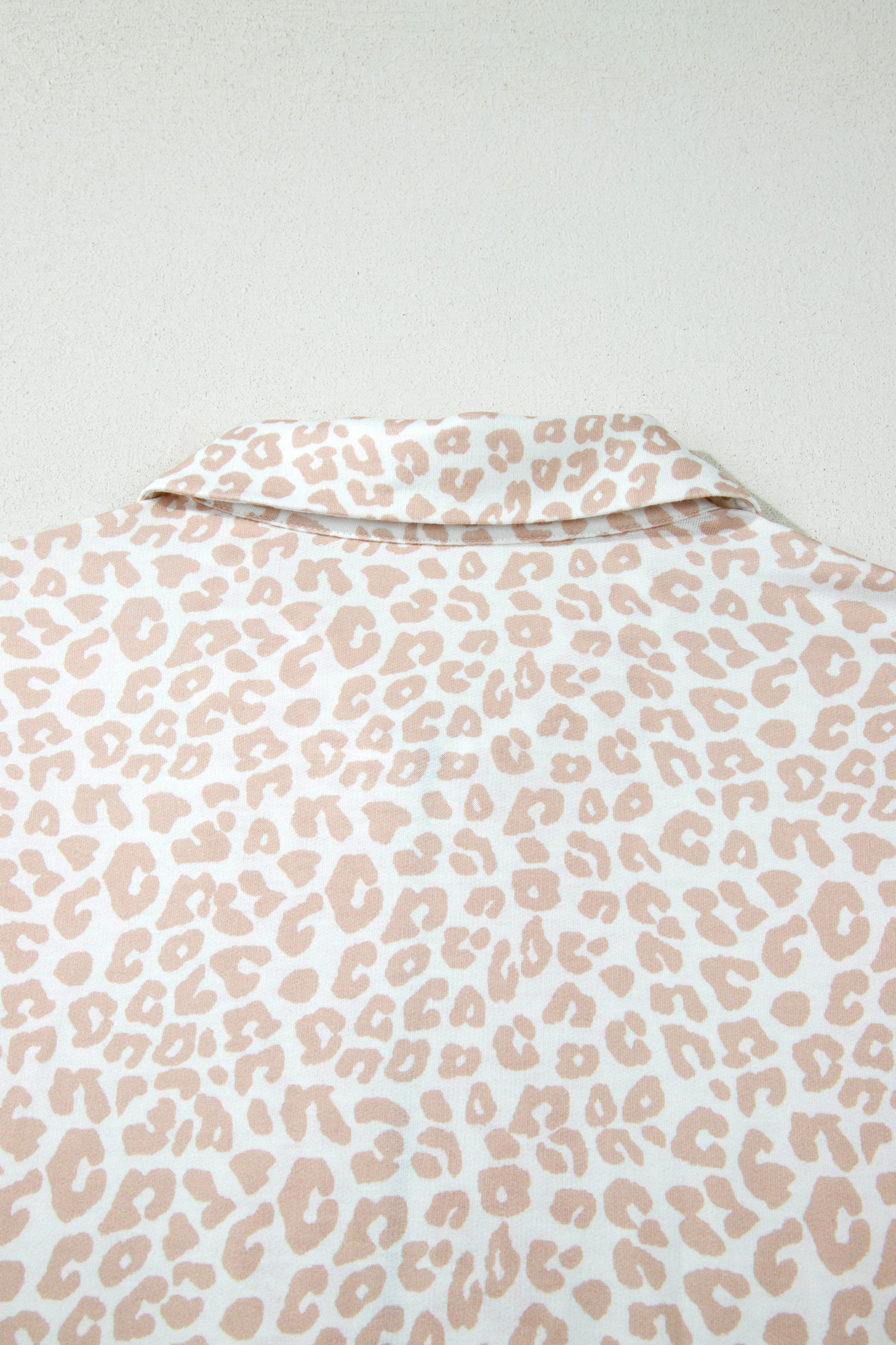 Beige Leopard Zip Polo Top 2pcs Short Set