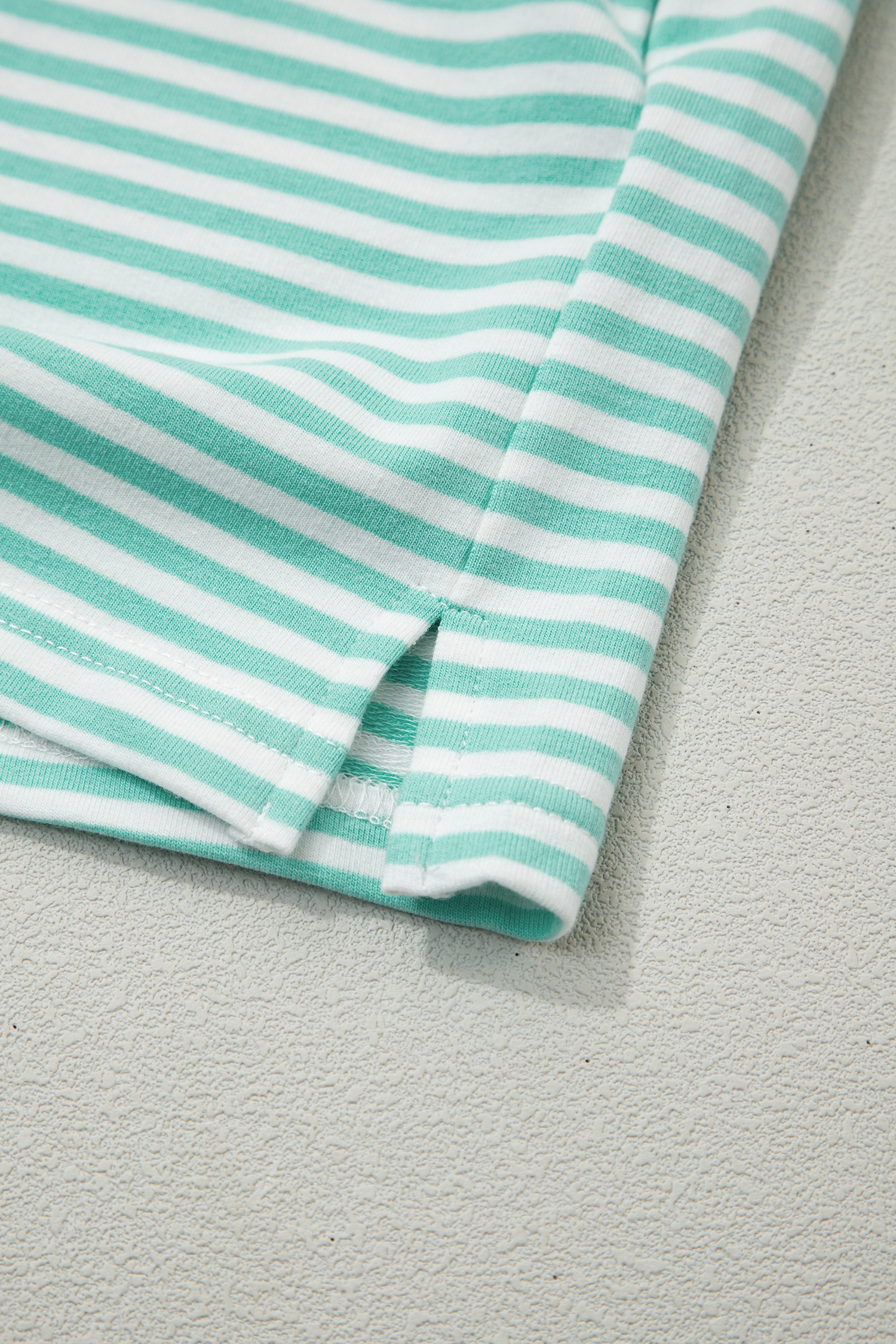 Green Stripe Oversize Mock Neck Sweatshirt and Shorts Set