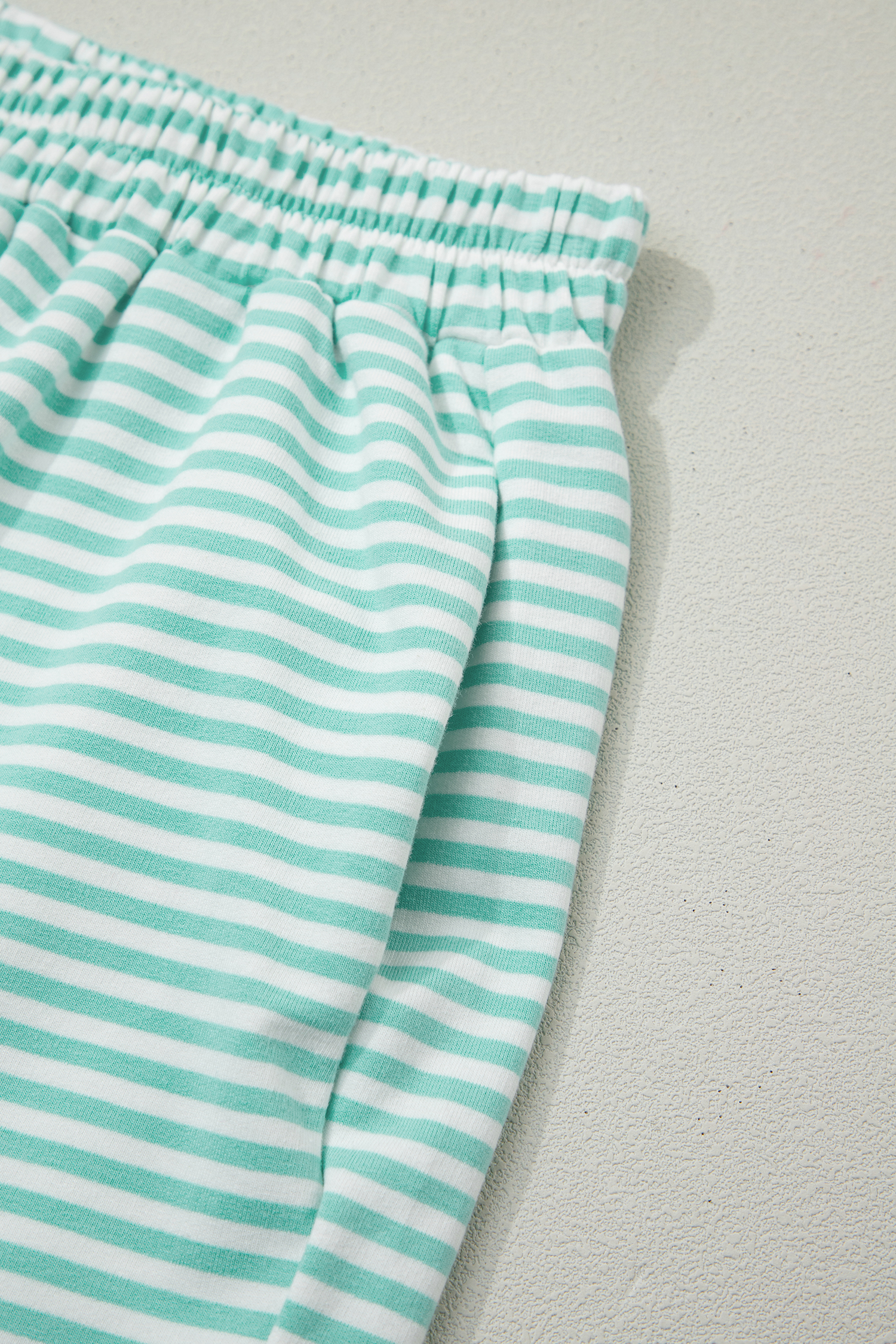 Green Stripe Oversize Mock Neck Sweatshirt and Shorts Set