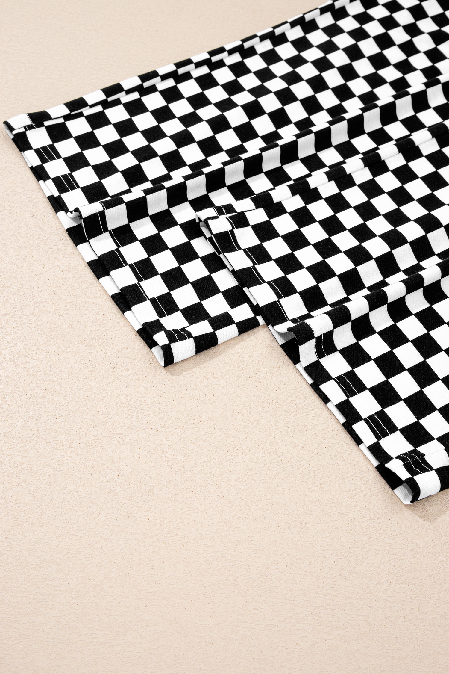Black Checkered Print Half Sleeve Tee 2pcs Lounge Pant Set