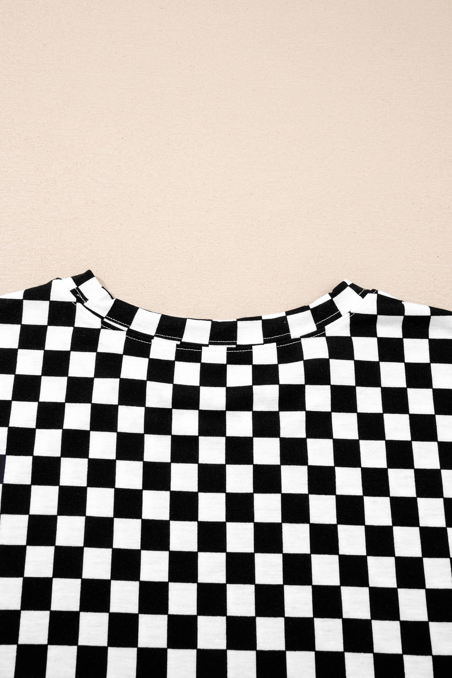 Black Checkered Print Half Sleeve Tee 2pcs Lounge Pant Set