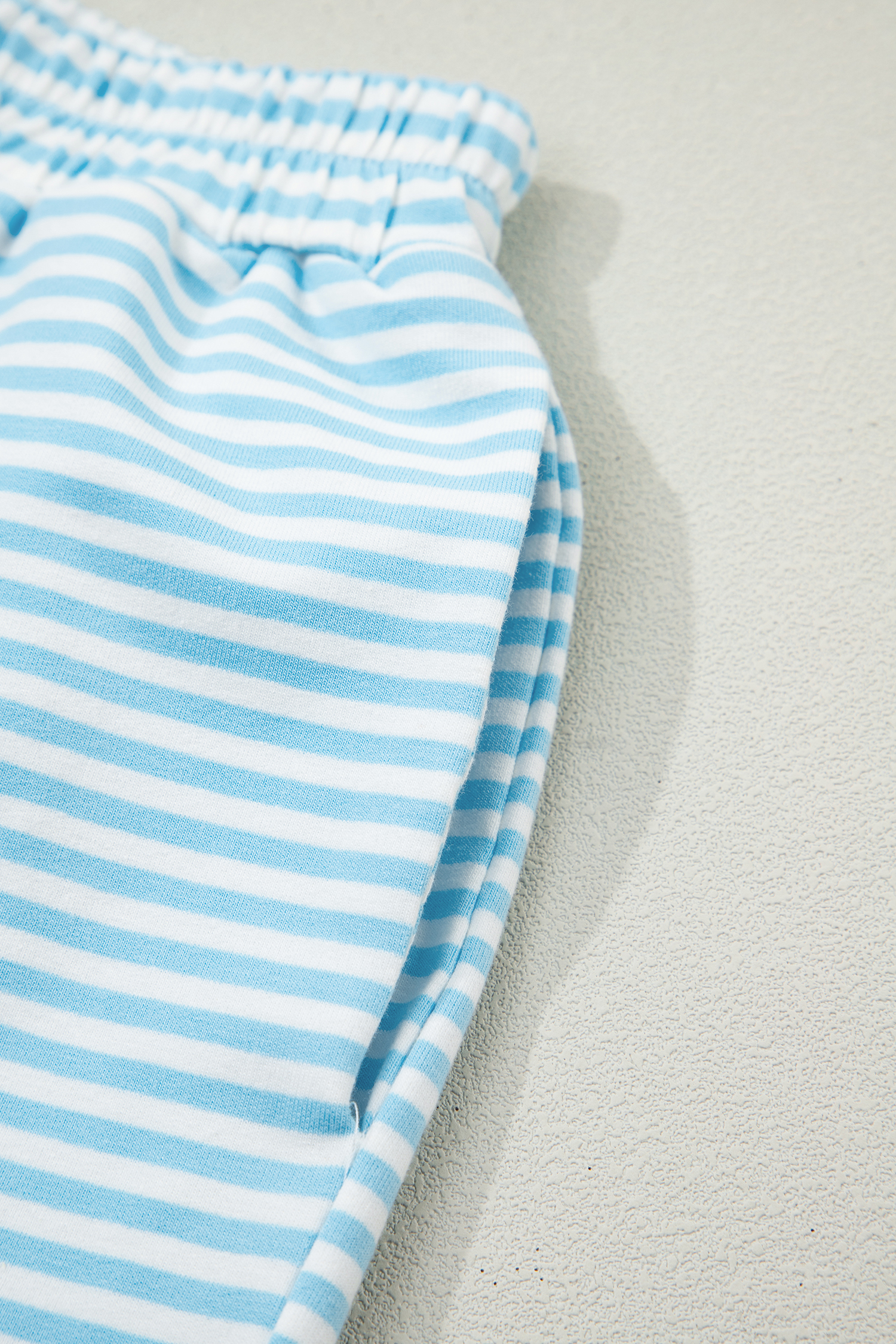 Green Stripe Oversize Mock Neck Sweatshirt and Shorts Set