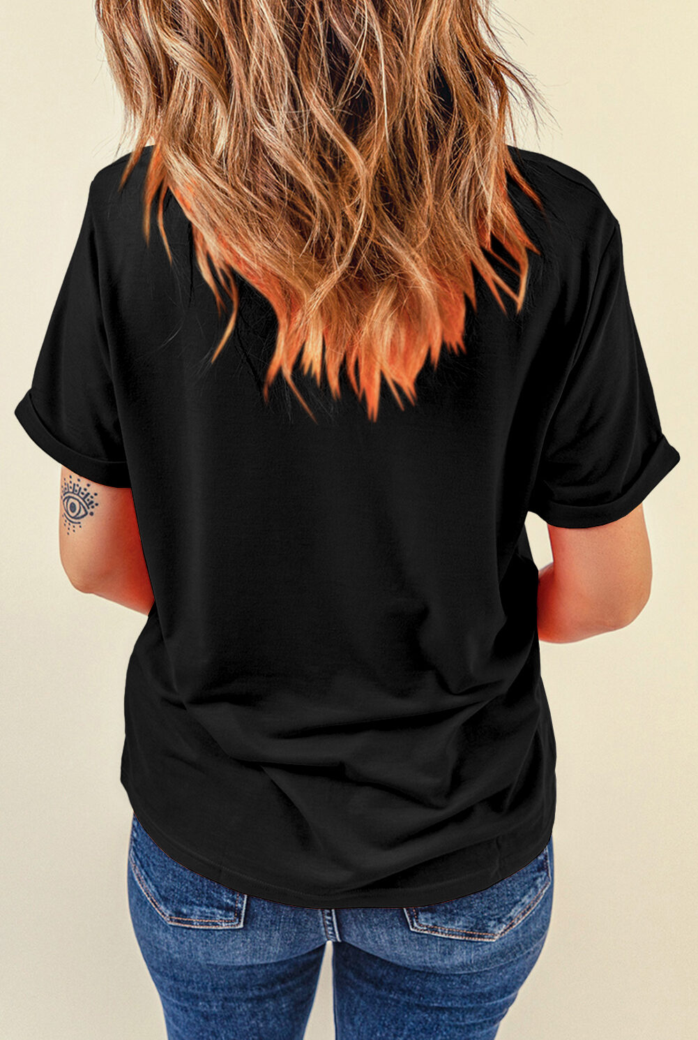 Black Mardi Gras Symbol Patched Crewneck T Shirt
