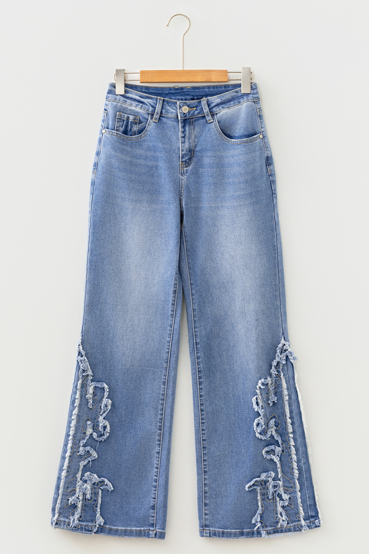 Ashleigh Blue Embroidered Western Print Flare Leg Full Length Jeans