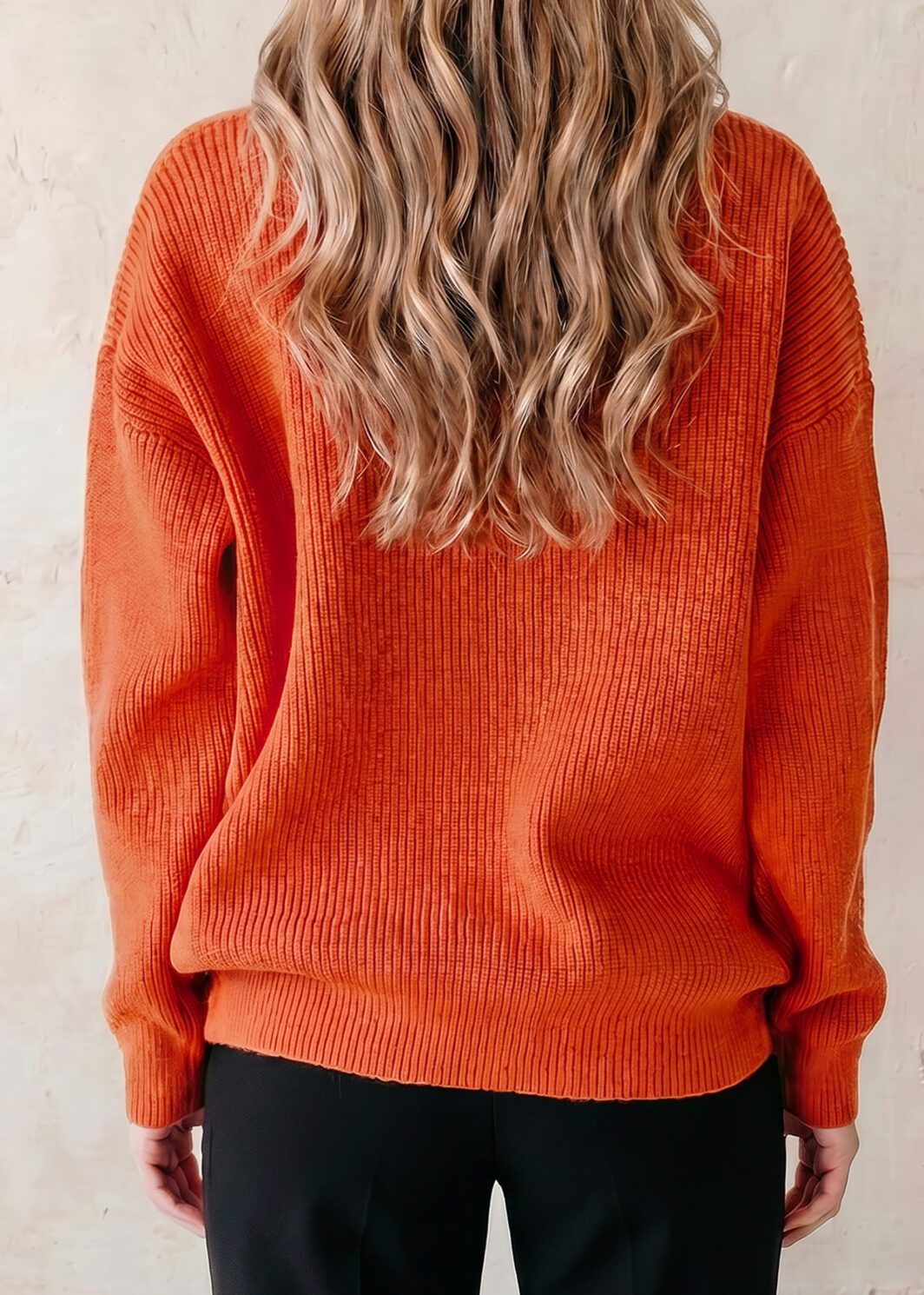 Orange Drop Shoulder Long Sleeve Round Neck Halloween Sweater