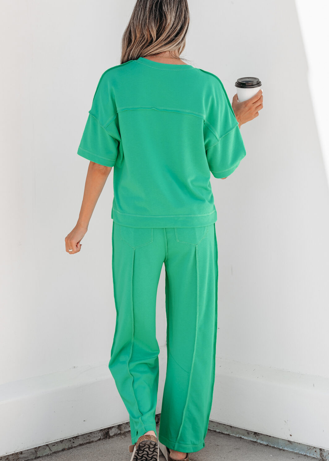 Mint Green Drop Shoulder Boxy Tee and Barrel Pants Set