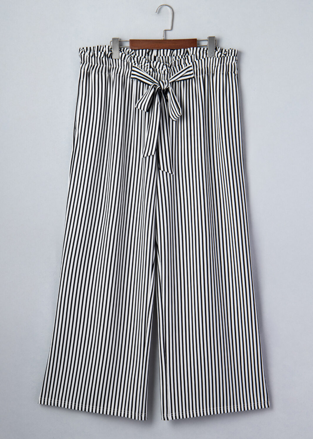 Black Stripe Plus Size Loose Straight Casual Pants