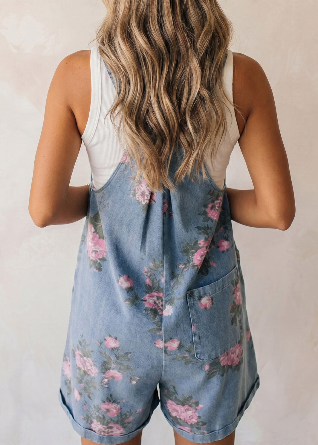Myosotis Floral Print Denim Shortalls