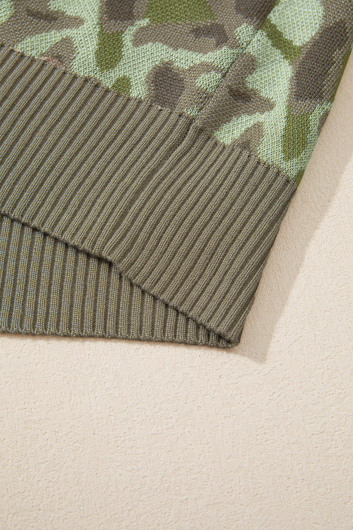 Green Camo Print Button Front Loose Sweater Vest