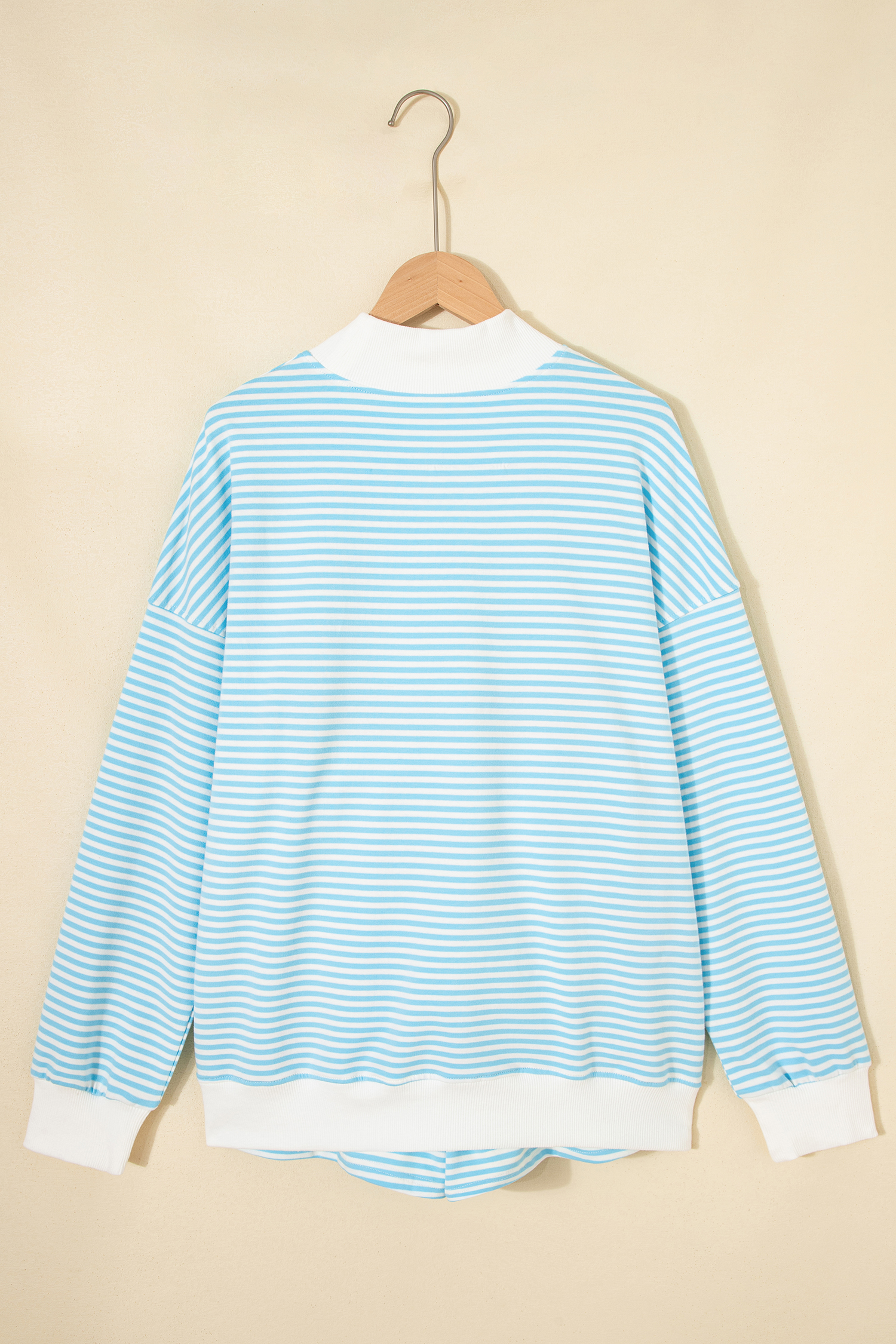 Green Stripe Oversize Mock Neck Sweatshirt and Shorts Set