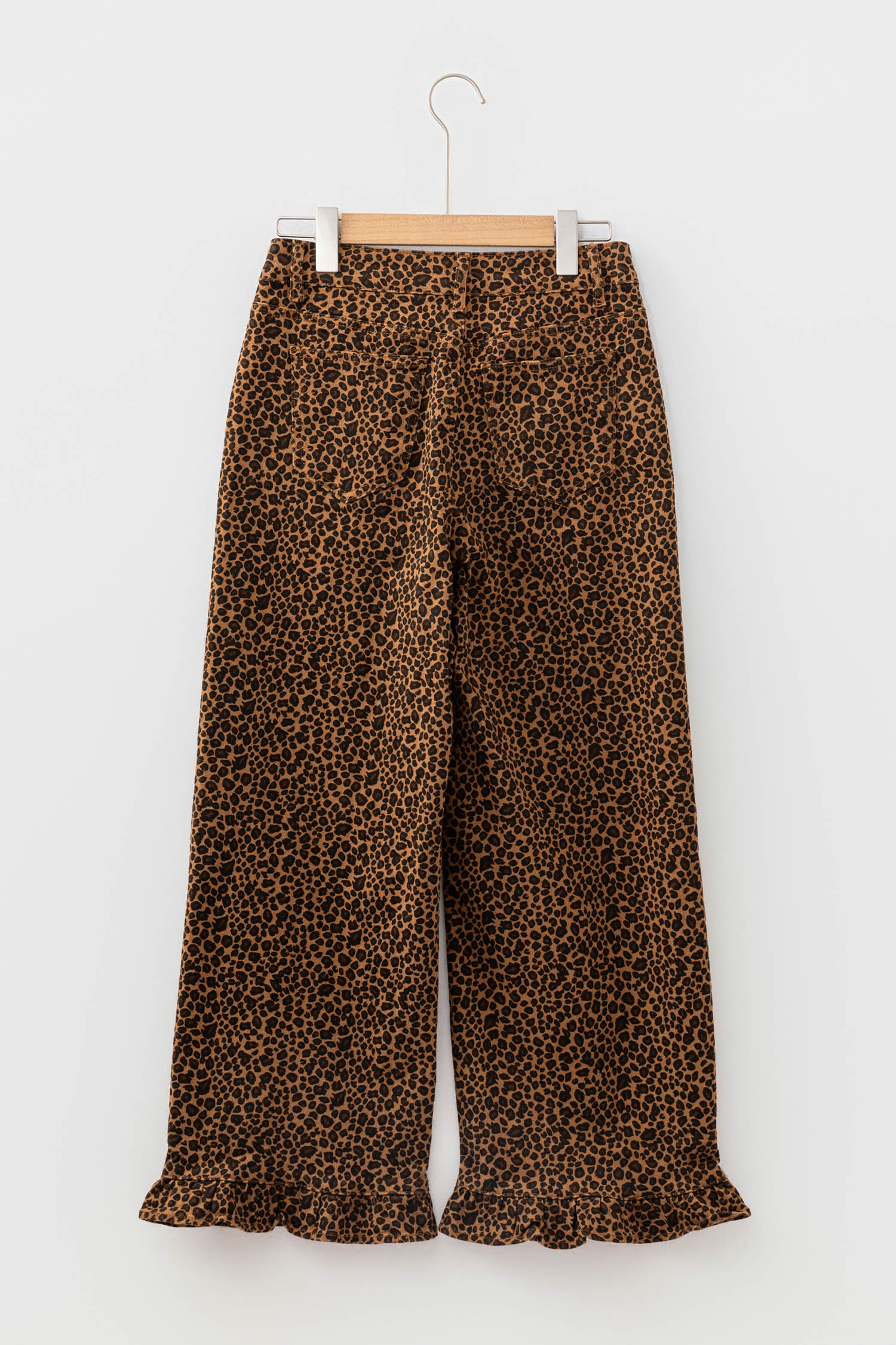 Brown Leopard Print Ruffled Hem Shift Jeans