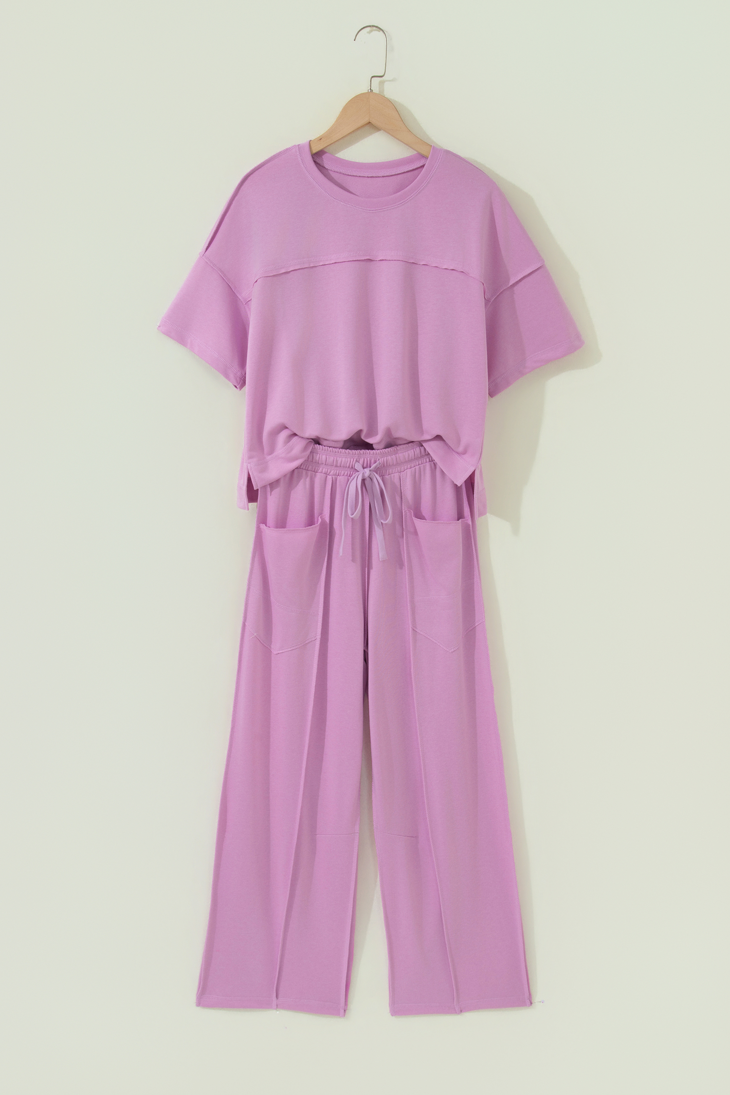 Sky Blue Drop Shoulder Boxy Tee and Barrel Pants Set