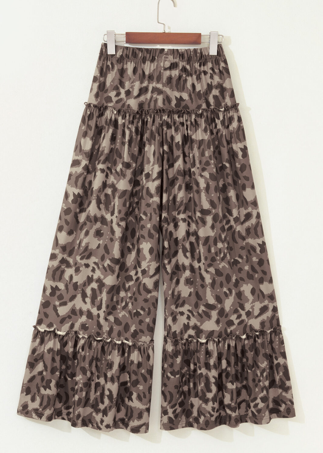 Brown Camo Print Wide Leg Casual Pants