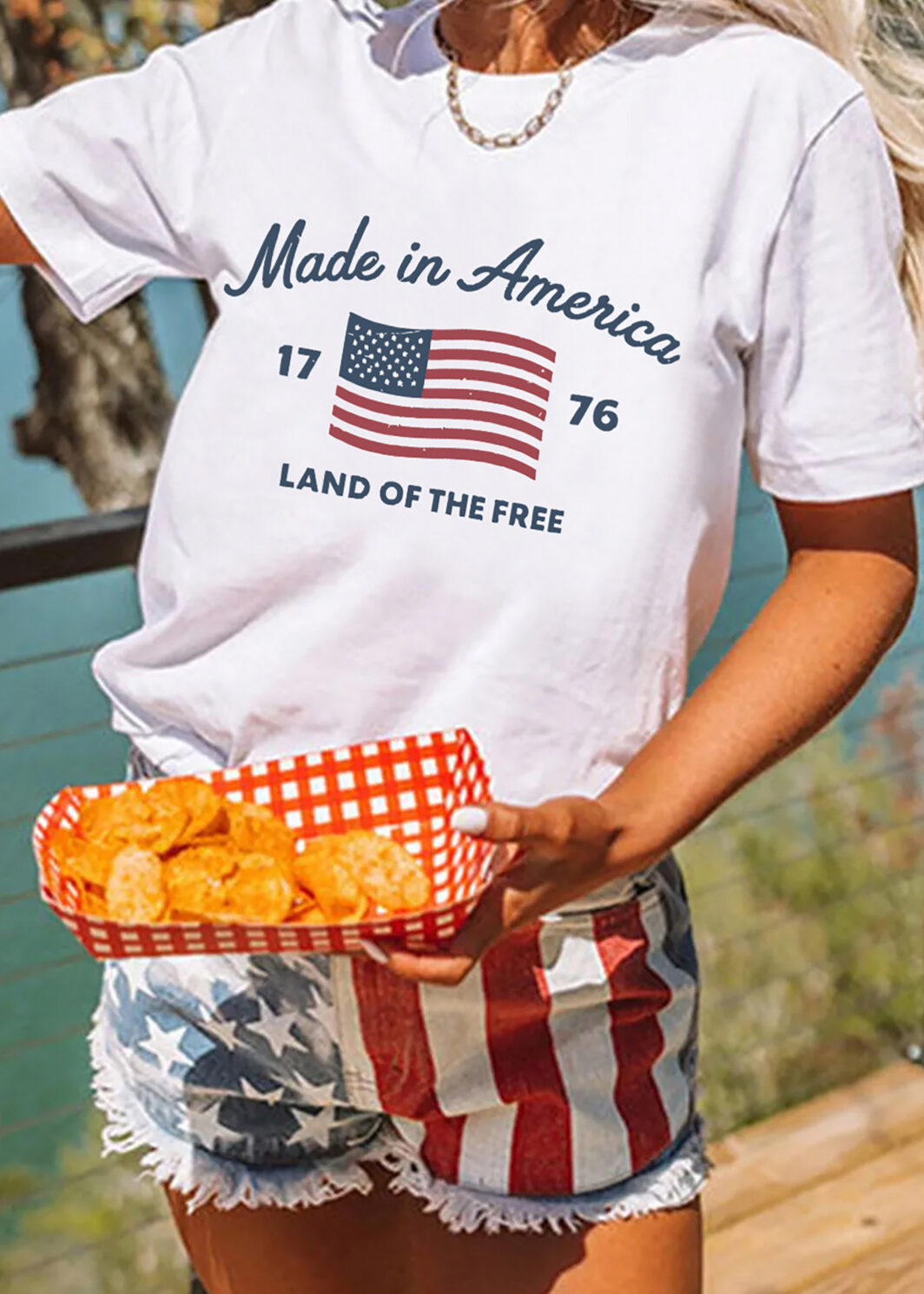 White American Flag Retro Inspired Graphic Tee