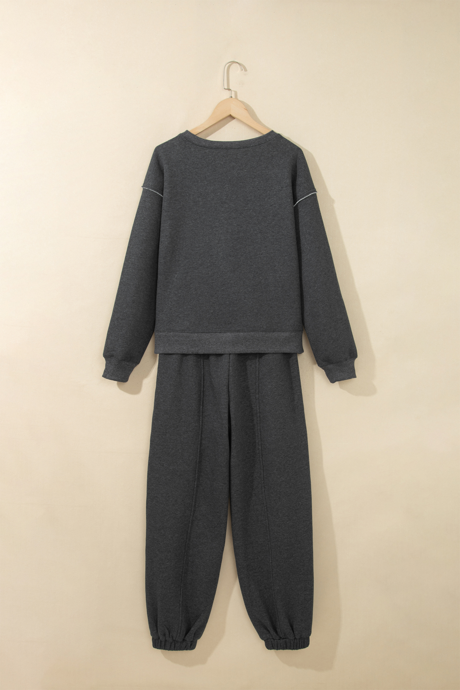 Carbon Grey Solid Colorblock Jogger Pants Set