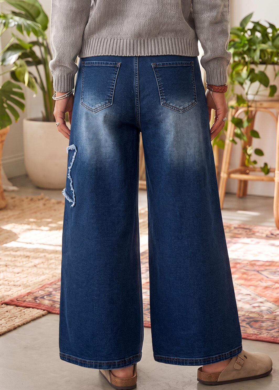 Ashleigh Blue Star Decorated Wide Leg Jeans