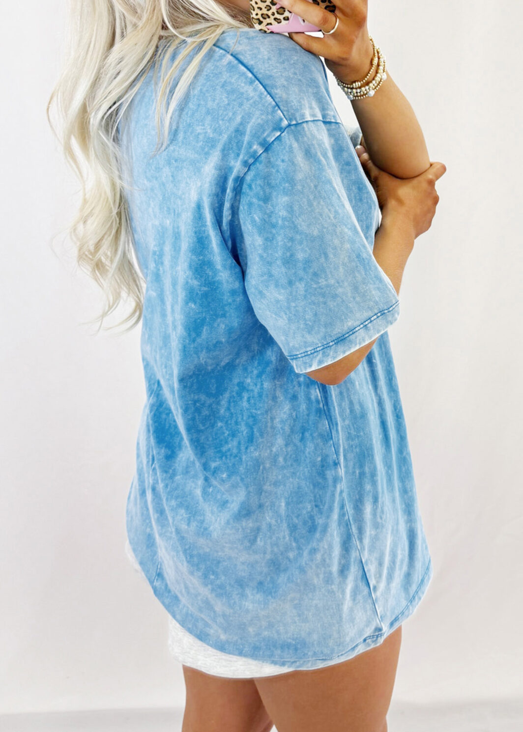 Blue USA Star Print Mineral Washed Cotton Tee