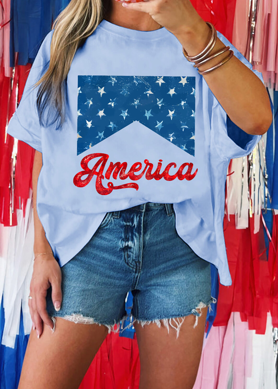 Myosotis America Fashion Print Relaxed T Shirt