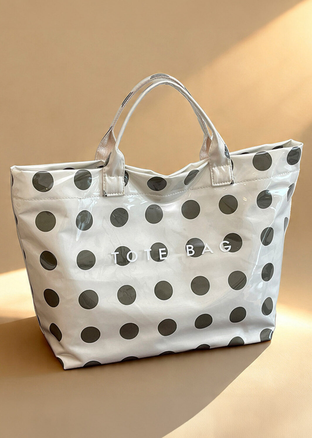 Color black Polka Dot Durable Waterproof PVC Tote Bag