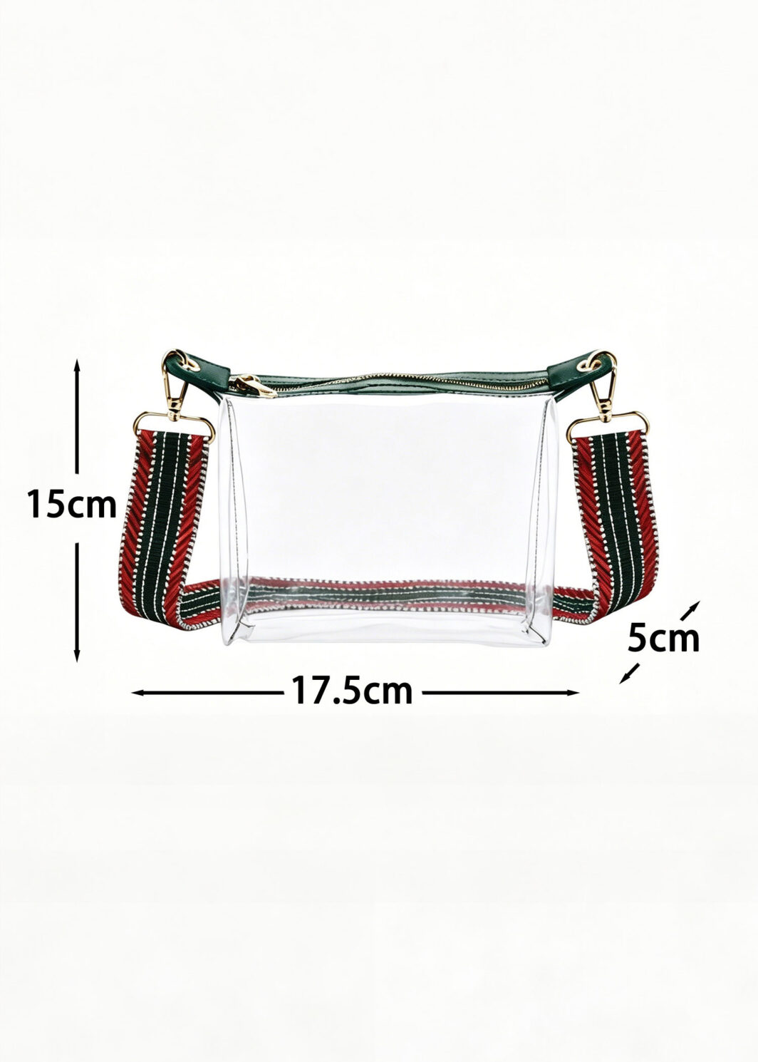 Blackish Green Contrast Trim Zipped Transparent PVC Single Shoulder Bag