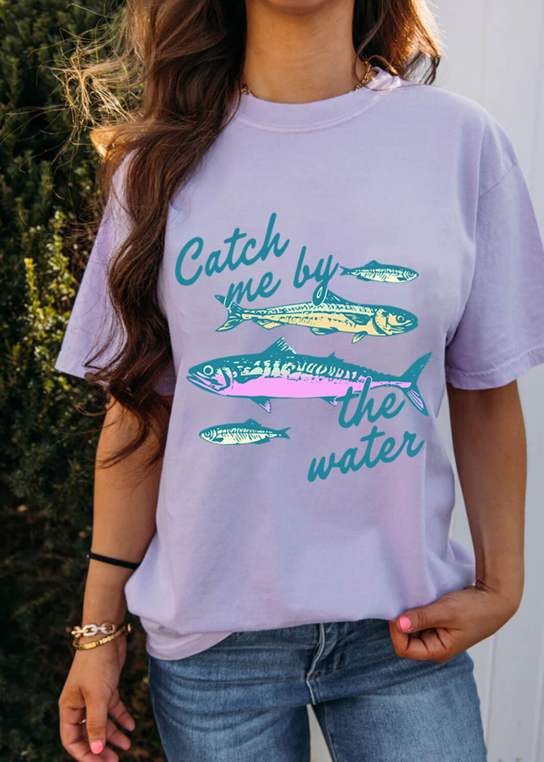 Orchid Petal Catch me by the water Fishes Printed T Shirt